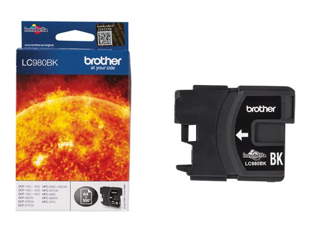 Brother LC980BK - Black - original - ink cartridge - for Brother DCP-145, 163, 167, 193, 195, 197, 365, 373, 375, 377, MFC-250, 255, 290, 295, 297