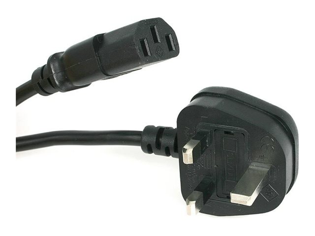 StarTech.com 3ft (1m) UK Computer Power Cable, BS 1363 to C13 Power Cord, 18AWG, 10A 250V, Black Replacement AC Power Cord, Monitor Power Cable, BS 1363 to IEC 60320 C13 Kettle Lead - PC Power Supply Cable (BS13U-1M-POWER-LEAD) - Power cable - BS 1363 (P) to power IEC 60320 C13 - AC 250 V - 10 A - 1 m - molded - black