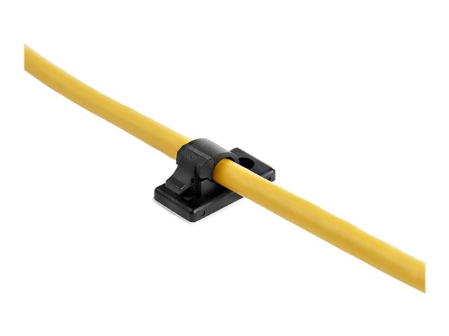 StarTech.com 100 Adhesive Cable Management Clips Black, Network/Ethernet/Office Desk/Computer Cord Organizer, Sticky Cable/Wire Holders, Nylon Self Adhesive Clamp UL/94V-2 Fire Rated - Nylon 66 Plastic - TAA (CBMCC1) - Cable clips - black - TAA Compl