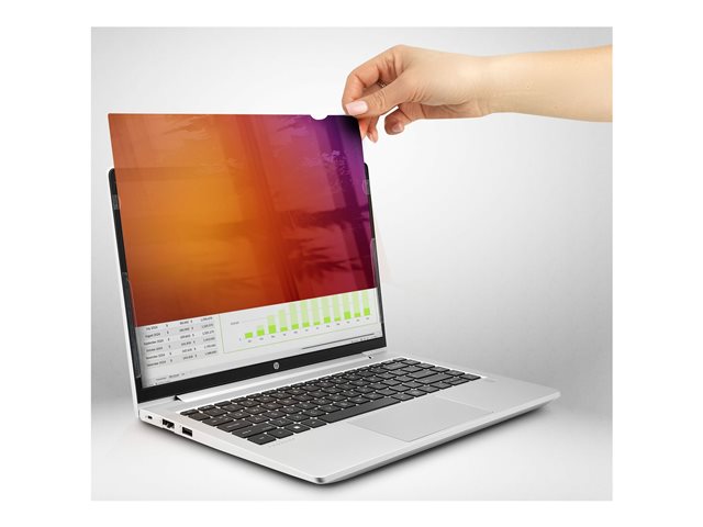 StarTech.com 14-inch 16:9 Laptop Privacy Screen, Reversible Gold Filter w/Enhanced Privacy, Computer Security Filter, Removable Screen Protector/Shield, +/- 30 Deg. - Notebook privacy filter (horizontal) - removable - plug-in/adhesive - 14\" - gold, black