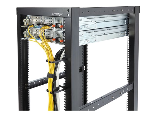 StarTech.com 1U Vertical 2.2 x 3.9in Server Rack Cable Management D-Ring Hook w/ Flexible Opening - Network Rack-Mount Cord Organizer Ring (CMHOOK1U) - Cable management ring - black - 1U - for P/N: RACK-18U-20-WALL-OA, RACK-21U-20-WALL-OA, RACK-24U-20-WALL-OA, RK3236BKF, RKQMCAB12V2