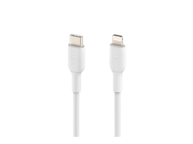 Belkin BoostCharge - Lightning cable - 24 pin USB-C male to Lightning male - 1 m - white - USB Power Delivery (18W)