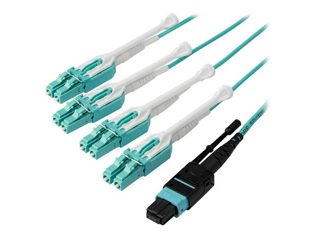 StarTech.com MTP to LC Breakout Cable - 10 ft / 3m - OM3 Multimode - 40Gb - Pull Tab - Plenum - MPO / MTP Connector - Fiber Optic Cable (MPO8LCPL3M) - Breakout cable - MTP/MPO multi-mode (F) push/pull to LC multi-mode (M) push/pull - 3 m - fibre opti