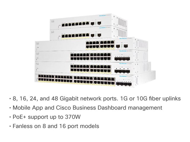Cisco Business 220 Series CBS220-48P-4X - Switch - smart - 48 x 10/100/1000 (PoE+) + 4 x 10 Gigabit SFP+ (uplink) - rack-mountable - PoE+ (382 W)