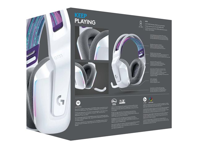 Logitech G G733 LIGHTSPEED Wireless RGB Gaming Headset - Headset - full size - 2.4 GHz - wireless - white