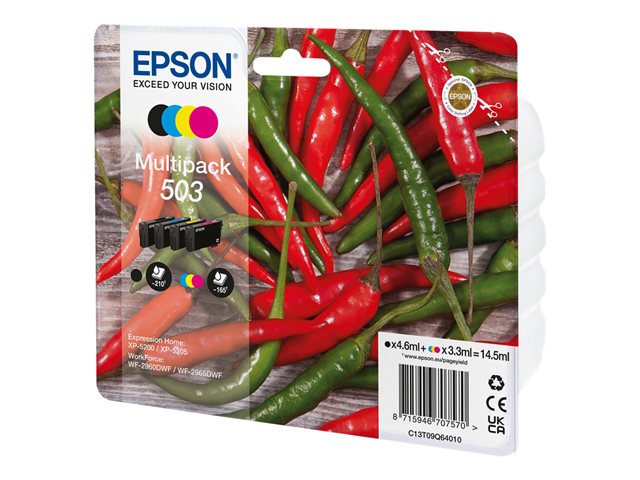 Epson 503 Multipack - 4-pack - black, yellow, cyan, magenta - original - blister - ink cartridge - for WorkForce WF-2960