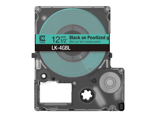 Epson LabelWorks LK-4GBL - Black on pearlised green - Roll (1.2 cm x 9 m) 1 cassette(s) hanging box - tape cartridge - for LabelWorks LW-C410, LW-C610