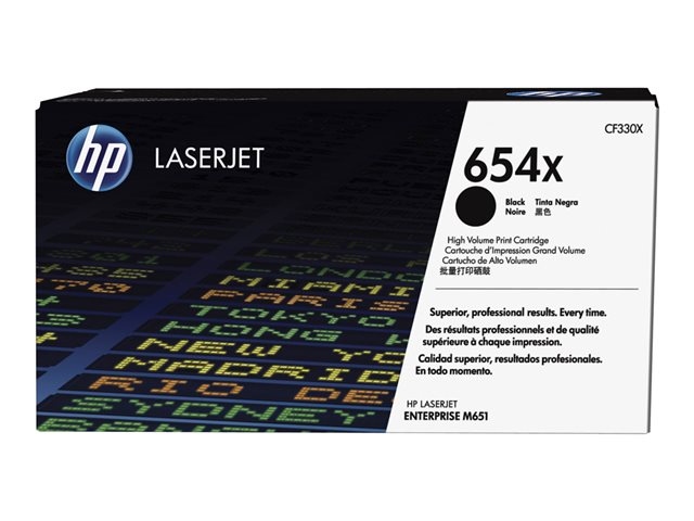 HP 654X - High Yield - black - original - LaserJet - toner cartridge (CF330X) - for Color LaserJet Enterprise M651dn, M651n, M651xh, Color LaserJet Managed M651dnm, M651xhm