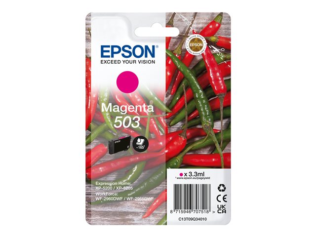 Epson 503 - 3.3 ml - magenta - original - blister with RF/acoustic alarm - ink cartridge - for Expression Home XP-5200, XP-5205, WorkForce WF-2960DWF, WF-2965DWF