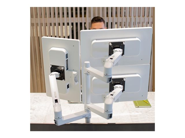 Ergotron LX Extension and Collar Kit - Mounting component (articulating arm, installation hardware, cap cover, pole collar) - for Monitor - white with grey accents - pole mount - for P/N: 45-537-216