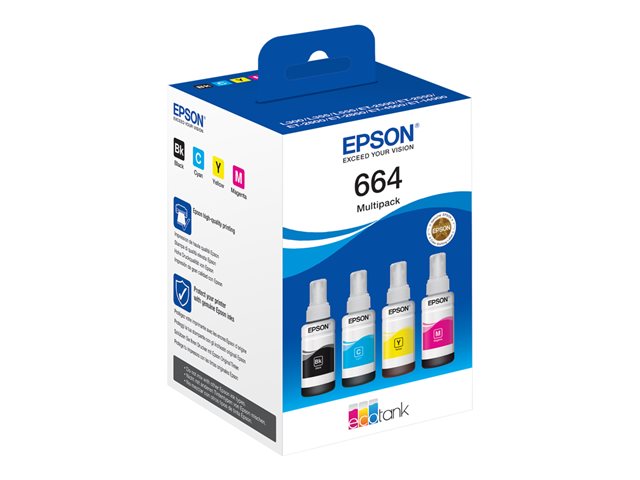 Epson EcoTank 664 - 4-pack - black, yellow, cyan, magenta - original - ink refill - for Epson L380, L395, L495, EcoTank ET-2650, L1455, L656, EcoTank ITS L3050, L3060, L3070