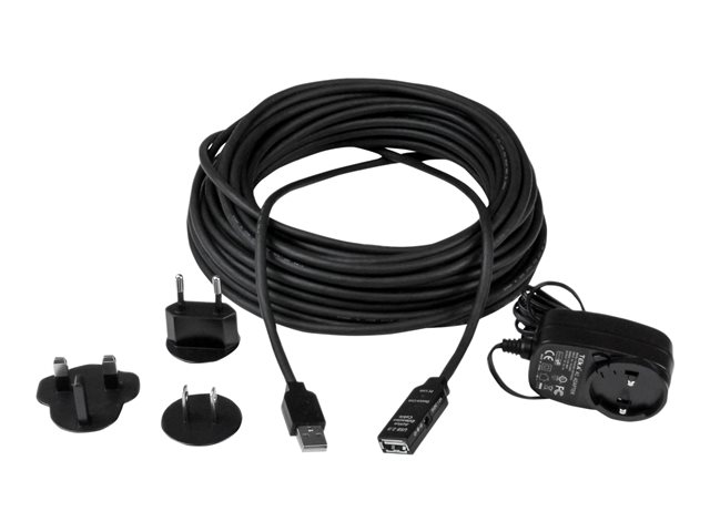 StarTech.com 10m USB 2.0 Active Extension Cable M/F - 10 meter USB 2.0 Repeater / Extender Cable USB A (M) to USB A (F) 10 m Black - 3 ft (USB2AAEXT10M) - USB extension cable - USB (F) to USB (M) - USB 2.0 - 10 m - active - black - for P/N: LTUB1MBK, SVA5H2NEUA, UUSBOTG