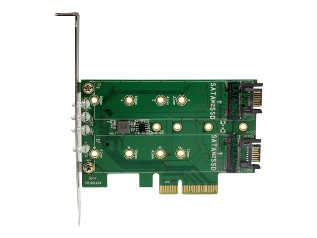 StarTech.com 3-port M.2 SSD (NGFF) Adapter Card - Supports 1x PCIe (NVMe) M.2 SSD, 2x SATA III M.2 SSDs - PCIe 3.0 Adapter (PEXM2SAT32N1) - Interface adapter - M.2 - M.2 Card / SATA 6Gb/s - PCIe 3.0