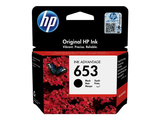 HP 653 - Black - original - Ink Advantage - ink cartridge - for Deskjet 2776, Ink Advantage 2374, DeskJet Plus Ink Advantage 6075, Ink Advantage 64XX