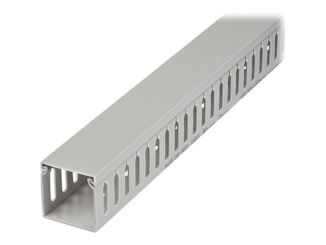 StarTech.com Open Slot Cable Management Raceway with Cover, 2\"(50mm)W x 2\"(50mm)H, 6.5ft(2m) length, 1/4\"(8mm) Slots, PVC Network Cable Hider/Wall Wire Duct, Max 80 Cables, UL Listed - UL94 V0, M1 Fire Rated - Cable raceway - 2 m - grey - TAA Compliant