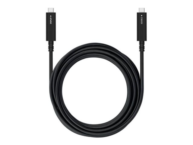 Sharp - USB cable - USB-C (M) to USB-C (M) - USB / USB 2.0 / DisplayPort 1.4 - 20 V - 3 A - 7 m - 4K60Hz support, Active Optical Cable (AOC), up to 160W power delivery support, DP Alt mode support, Power Delivery 3.0 support - black