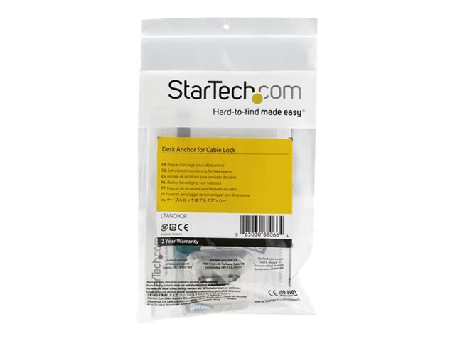 StarTech.com Laptop Cable Lock Anchor - Zinc Alloy - Computer Security Cable Anchor - Desk Mount Security Anchor Point - Screw-On Lock Anchor (LTANCHOR) - Lock anchor - silver - for P/N: LTLOCKNBL