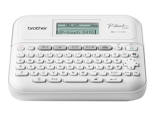 Brother P-Touch PT-D410 - Labelmaker - B/W - thermal transfer - 18 mm width - 180 dpi - up to 20 mm/sec - USB - cutter - mirror print, vertical print, 5 line printing, print preview, multi-copy printing