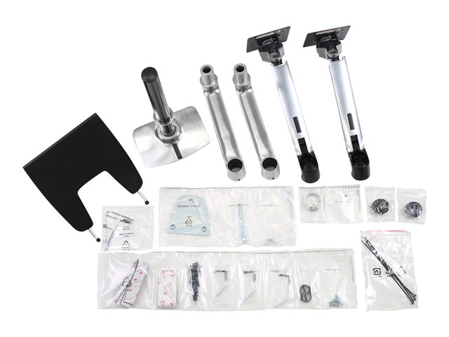 Ergotron LX - Mounting kit (desk clamp mount, grommet mount, pole, 2 articulating arms, 2 extension brackets, notebook tray) - for 2 LCD displays or LCD display and notebook - polished aluminium - screen size: up to 24\" - desktop