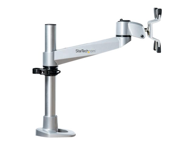 StarTech.com Desk Mount Monitor Arm, VESA or Apple iMac/Thunderbolt Display up to 14kg, Articulating Height Adjustable Single Desktop Monitor Pole Mount, Desk Clamp or Grommet, Silver - Small Footprint Design (ARMPIVOTB2) - Mounting kit - adjustable arm - for Monitor - steel - screen size: 49\" - desk-mountable - TAA Compliant