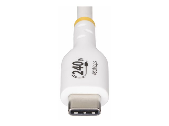 StarTech.com 2m USB C Charging Cable, USB-IF Certified USB-C Cable, 240W - USB cable - 24 pin USB-C (M) to 24 pin USB-C (M) - USB 2.0 - 48 V - 5 A - 2 m - USB Power Delivery (240W), extended power range (EPR), Power Delivery 3.1 support, halogen-free, passive - white