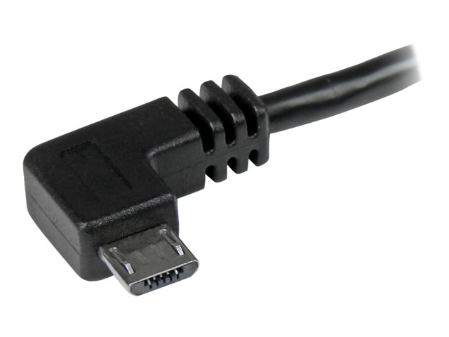 StarTech.com 1m 3 ft Micro-USB Cable with Right-Angled Connectors - M/M - USB A to Micro B Cable - 3ft Right Angle Micro USB Cable (USB2AUB2RA1M) - USB cable - Micro-USB Type B (M) to USB (M) - USB 2.0 - 1 m - right-angled connector - black - for P/N: USB2PCARBK, USB2PCARBKS, USBEXTAA10BK, USBEXTAA6BK, USBLT2PCARW, USBUB2PCARB