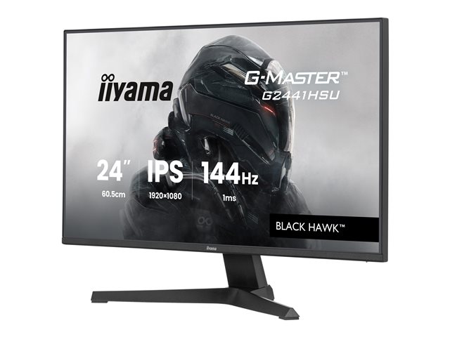 24\"WIDE LCD, G-Master Black Hawk, 1920 x 1080, 144 Hz IPS panel, LED Bl., Freesync,  USB-Hub(2xOut v2.0), 350 cd/m², 1500:1 Static Contrast, 80.000.000:1 ACR, Speakers, DisplayPort, HDMI, 1ms(MPRT), Black Tuner (23,8\"VIS)
