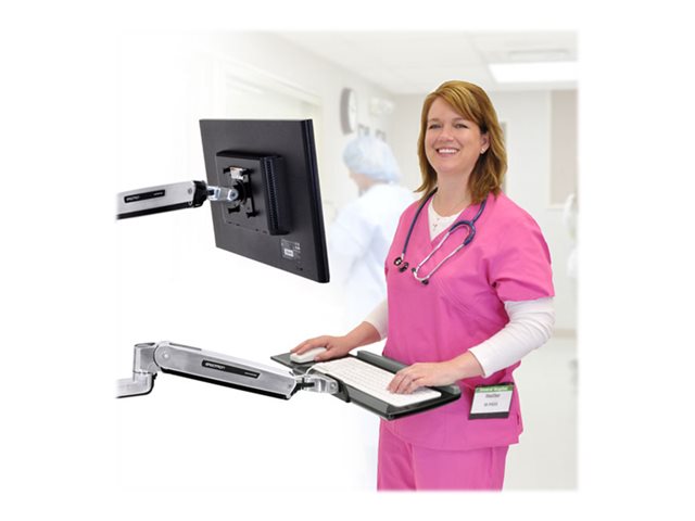 Ergotron LX Wall Mount System with Small CPU Holder - System unit / monitor / keyboard mouning kit - sit-stand - wall mountable - up to 42\" - polished aluminium, black