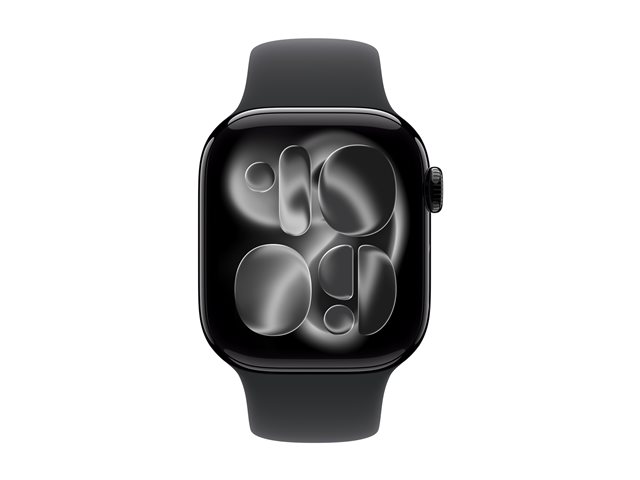Apple Watch Series 11 GPS + Cellular 42mm Jet Black Aluminium Case with Black Sport Band - S/M