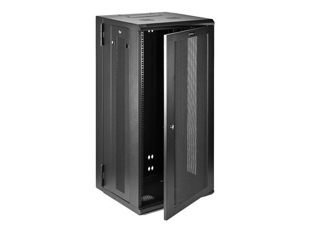 StarTech.com 26U 19\" Wall Mount Network Cabinet, 16\" Deep Hinged Locking IT Network Switch Depth Enclosure, Assembled Vented Computer Equipment Data Rack with Shelf & Flexible Side Panels - 26U Vented Cabinet (RK2620WALHM) - Rack enclosure cabinet -