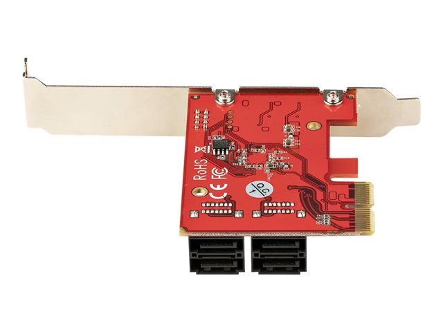 StarTech.com SATA PCIe Card, 4 Port PCIe SATA Expansion card, 6Gbps SATA Card, Low/Full Profile, SATA Stacked Connectors, ASM1164 Non-Raid SATA Controller Card - PCI Express to SATA Converter - Storage controller - SATA 6Gb/s - low profile - PCIe 3.0 x2 - red