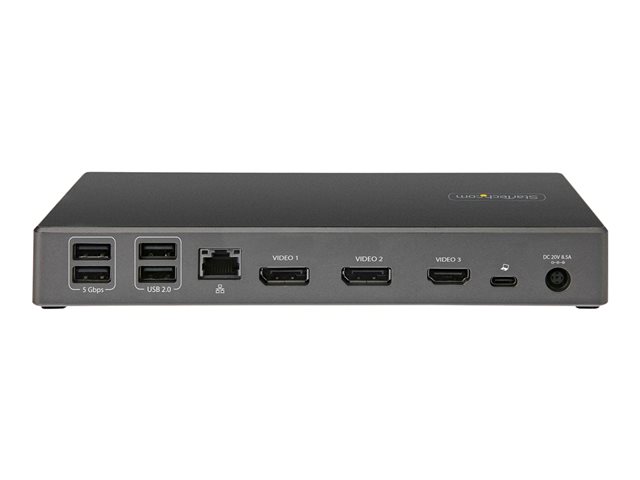 StarTech.com USB C Dock - Triple 4K Monitor USB Type-C Docking Station - 100W Power Delivery - DP 1.4 Alt Mode & DSC, 2x DisplayPort 1.4/HDMI 2.0 - 6xUSB (2x 10Gbps) - Windows/Chrome - Docking station - USB-C - 2 x DP, HDMI - 1GbE - 100 Watt
