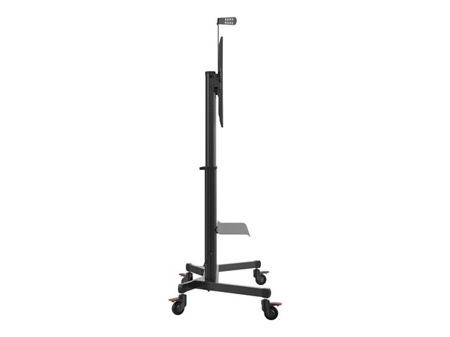 Display floor stand trolley - one person height adjustment - aluminium cart fits display 55 to 100\" with VESA sizes up to 800 x 600 - crank handle adjusts height - tilt adjustment - large shelf for laptop or video bar included - vc shelf included - 100 mm premium all locking wheels - swl 90 kg - black