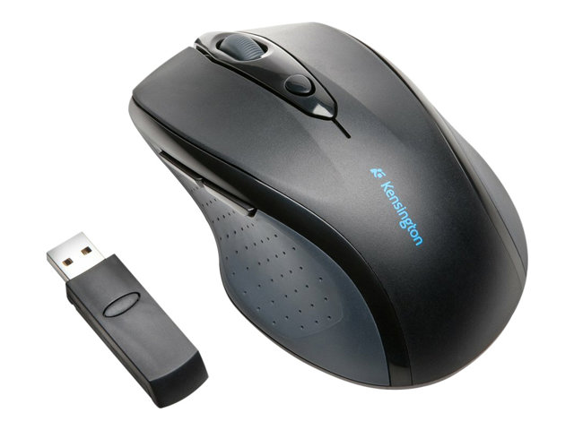 Kensington Pro Fit Full-Size - Mouse - right-handed - optical - 6 buttons - wireless - 2.4 GHz - USB wireless receiver - black