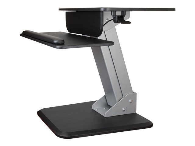 StarTech.com Height Adjustable Standing Desk Converter - Sit Stand Desk with One-finger Adjustment - Ergonomic Desk (ARMSTS) - Mounting kit (clamp plate, keyboard tray, pneumatic arm, base, keyboard tray backing, workstation, mounting pillar, small pressure pads (keyboard tray), circular pressure pads (base), back plate (keyboard)) - for LCD display / PC equipment - steel - black, silver - screen size: 12\"-30\" - desktop - for P/N: ARMPIVOTB, ARMPIVOTHD, ARMPIVOTV2, LTRISERP, MONSTADJD, MONSTADJDL, MONSTADQI