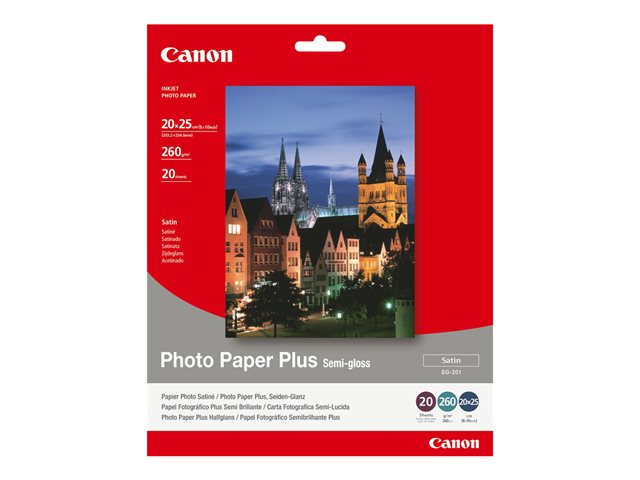 Canon Photo Paper Plus SG-201 - Semi-glossy - 203 x 254 mm - 260 g/m² - 20 sheet(s) photo paper - for PIXMA iP3300, iP5300, MP180, MP490, MP510, MP550, MP560, MP600, MP810, MX330, TS7450