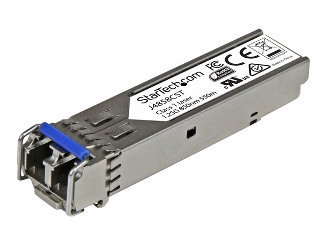 StarTech.com HPE J4858C Compatible SFP Module, 1000BASE-SX, 1GbE Multi Mode (MMF) Fiber Optic Transceiver, 1GE Gigabit Ethernet SFP, LC Connector, 550m, 850nm, DDM, HPE 1400, 1700, 1820 - Lifetime Warranty (J4858CST) - SFP (mini-GBIC) transceiver module (equivalent to: HP J4858C) - 1GbE - 1000Base-SX - LC multi-mode - up to 550 m - 850 nm - for P/N: IES101G2SFPW, IES101GP2SFW