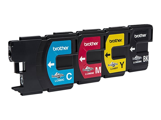 LC980VALBPRF Black, Cyan, Magenta and Yellow Ink Cartridges Multipack with RF Security Tag. The black cartridge prints 300 pages, the colour cartridges print 260 pages each. (Order Multiples of 4)