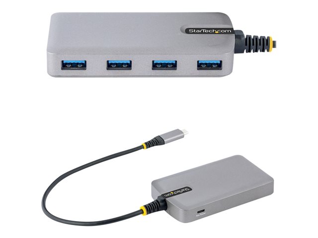 StarTech.com 4-Port USB-C Hub, USB 3.0 5Gbps, Bus Powered, USB Type-C to 4x USB-A Hub with Optional Auxiliary Power Input, Portable Desktop/Laptop USB Hub with 1ft (30cm) Attached Cable - USB Expansion Hub (5G4AB-USB-C-HUB) - Hub - 4 x USB 3.2 Gen 1