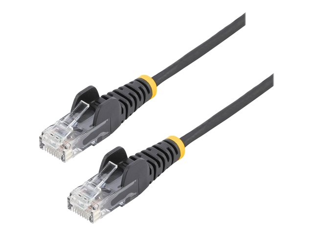 StarTech.com 50cm Slim LSZH CAT6 Ethernet Cable, 10 Gigabit Snagless RJ45 100W PoE Patch Cord, CAT 6 10GbE UTP Network Cable w/Strain Relief, Black, Fluke Tested/ETL/Low Smoke Zero Halogen - Category 6 - 28AWG (N6PAT50CMBKS) - Patch cable - RJ-45 (M) to RJ-45 (M) - 50 cm - CAT 6 - snagless - black