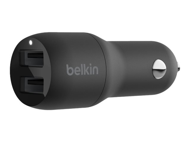 Belkin BoostCharge Dual Charger - Car power adapter - 24 Watt - 4.8 A - 2 output connectors (USB) - black