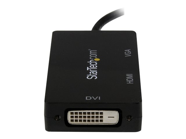 StarTech.com 3 in 1 Mini DisplayPort Adapter - 1080p - Mini DP / Thunderbolt to HDMI / VGA / DVI Splitter for Your Monitor (MDP2VGDVHD) - Adapter - Mini DisplayPort male to HD-15 (VGA), DVI-D, HDMI female - 27 cm - black - active, 1920 x 1200 (WUXGA) support - for P/N: DKT31CMDPHPD