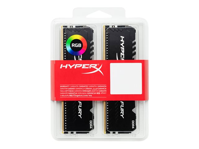 HyperX FURY RGB - DDR4 - kit - 16 GB: 2 x 8 GB - DIMM 288-pin - 3200 MHz / PC4-25600 - CL16 - 1.35 V - unbuffered - non-ECC - black