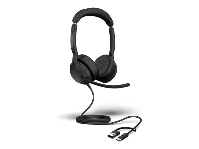 Jabra Evolve2 50 UC Stereo - Headset - on-ear - wired - active noise cancelling - USB-C, USB-A - black - UC certified