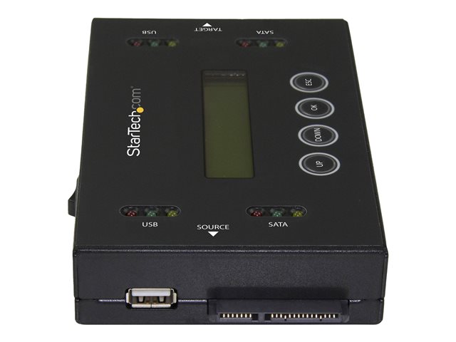 StarTech.com Drive Duplicator & Eraser for USB Flash Drives & 2.5 / 3.5\" SATA SSDs/HDDs- 1:1 duplication plus cross-interface - Standalone (SU2DUPERA11) - Hard drive / USB drive duplicator - 1 bays (Serial ATA-600 / USB) - for P/N: SVA12M5NA
