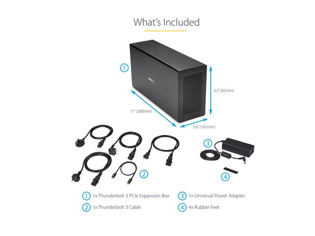 StarTech.com Thunderbolt 3 PCIe Expansion Chassis, External Enclosure Box with 1x PCI-Express Slot, 5K/4K Output Via TB3/DP Ports, TAA - System bus extender - DP - 65 Watt - for P/N: TB3DK2DPM2, TB3DOCK2DPPD, TB3DOCK2DPPU
