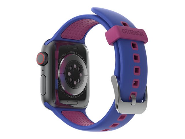 OtterBox - Wrist pack for smart watch - antimicrobial - silver-infused silicone, stainless steel - blueberry tarte - for Apple Watch SE, Series 3, Series 4, Series 5, Series 6, Series 7