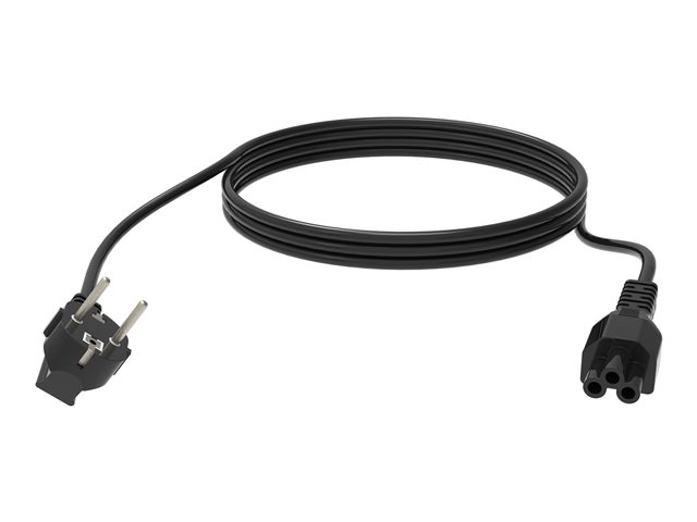 VISION Professional installation-grade Cloverleaf to EU plug power cable - LIFETIME WARRANTY -250 V - 10 A - IEC 60320 C5 (\"Cloverleaf\") to EU CEE 7/7 plug - outer diameter 7.1 mm - 3 m - black