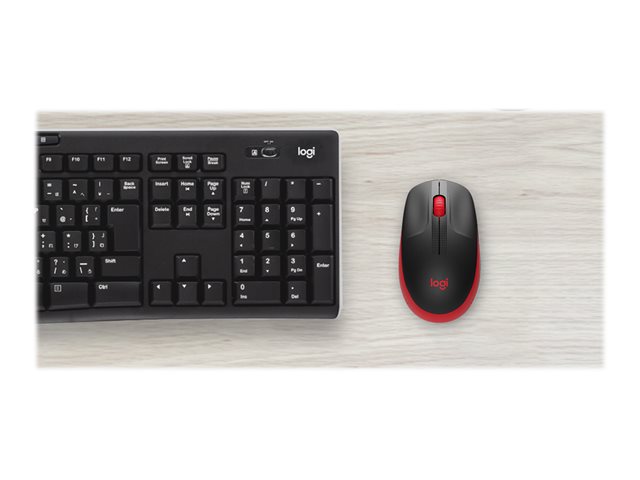 Logitech M190 - Mouse - optical - 3 buttons - wireless - USB wireless receiver - red