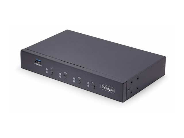 StarTech.com 4-Port KM Switch with Mouse Roaming, USB Switch for Keyboard/Mouse, 3.5mm and USB Audio, Peripheral Sharing for 4 Computers, USB 3.0 Switcher, TAA Compliant - Hotkey/Pushbutton Switching (P4A20132-KM-SWITCH) - Keyboard/mouse switch - 1 l